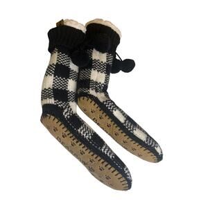 L/XL Bear Paw Womens Fleece Lined‎ Slippers Buffalo Plaid Mid-Calf